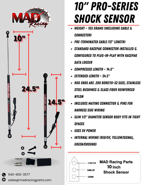 MAD PRO-SERIES SHOCK TRAVEL SENSOR (10")