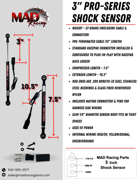 MAD PRO-SERIES SHOCK TRAVEL SENSOR (3")