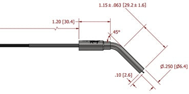 SHORT 45 degree 1/4" BLACK PRO-SERIES EGT PROBE, W/5FT LEADS (SET OF 8)