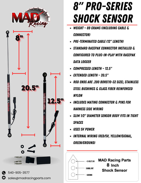 MAD PRO-SERIES SHOCK TRAVEL SENSOR (8")