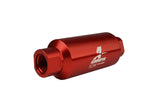 Filter In-Line AN-10 size, 40 micron stainless steel element, Red Anodize Finish - Part No. 12335