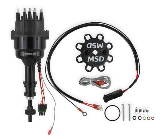 MSD Ready-to-Run Black Marine Distributor Ford 351C-460, Steel Gear 835071
