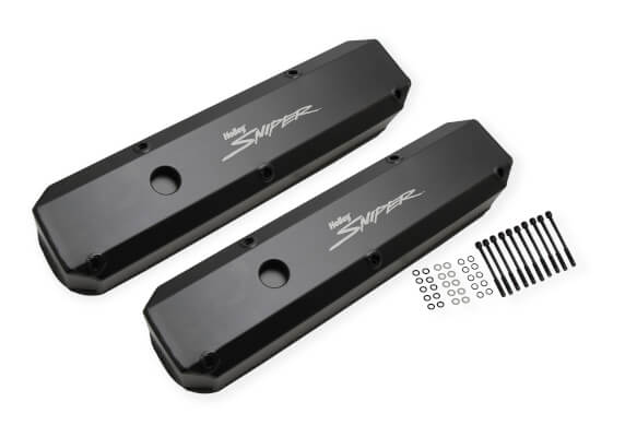 Sniper Valve Cover - Fabricated Aluminum - Chrysler Small Block - Black Finish 890003B