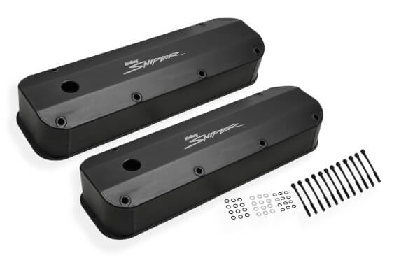Sniper Valve Cover - Fabricated Aluminum - Ford Big Block - Black Finish 890007B