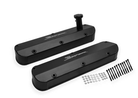 Sniper Valve Cover - Fabricated Aluminum - Ford Small Block - Tall - Tapered Edge - Black 890013B